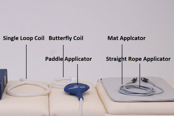 Single Loop Coil, Butterfly Coil, Paddle Applicator, Mat Applicator, and Straight Rope Applicator