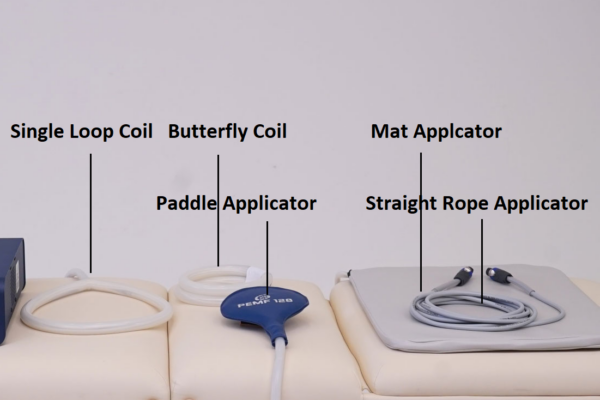 Single Loop Coil, Butterfly Coil, Paddle Applicator, Mat Applicator, and Straight Rope Applicator